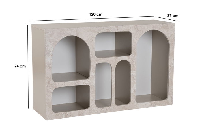 Hanah Home Consola Liva 120 - Mueble de Entrada o Salón con Puertas, 120x74x37 cm, color Mármol Travertino y Arenisca